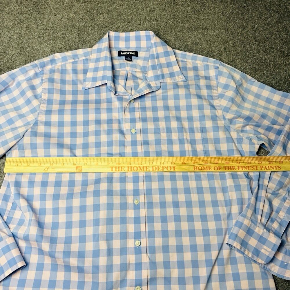 Lands End Traditional Fit Mens Long Sleeve Blue Pink Button Shirt 16-16.5 Large - Picture 6 of 7